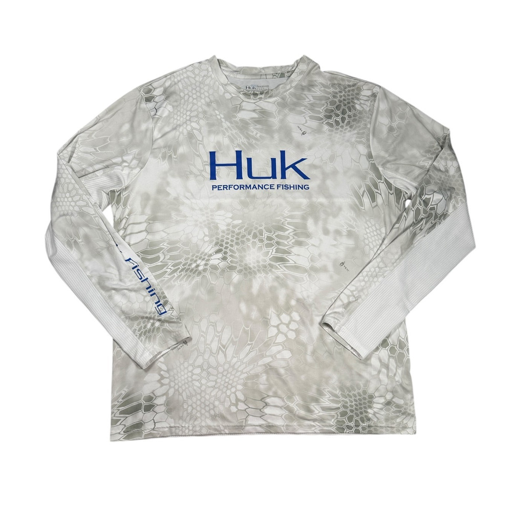Huk Performance Yeti Kryptek Fishing Shirt Mens L Camo Long Sleeve Outdoor